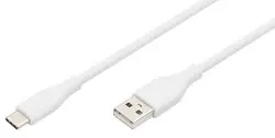 DIGITUS Câble USB 2.0 silicone, USB-C - USB-A, 0,5 m, blanc