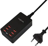 LogiLink Boîtier de chargement USB, 6 ports, 32 Watt, noir