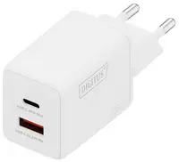 DIGITUS Chargeur secteur USB GaN, USB-C/USB-A, 45 W, blanc