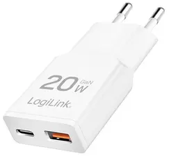 LogiLink Chargeur secteur USB, 1x USB-C (PD), 1x USB-A (QC)