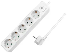 LogiLink Steckdosenleiste, 5-fach, mit Schalter, weiß