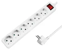 LogiLink Multiprise, 6 prises, avec interrupteur, blanc