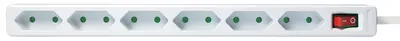 LogiLink Multiprise Euro, 6 prises, avec interrupteur, blanc