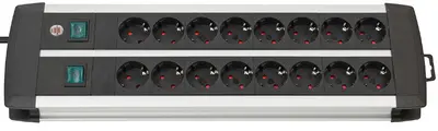 brennenstuhl Steckdosenleiste Premium-Duo-Alu-Line, 16-fach