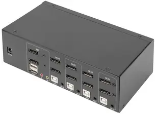 DIGITUS Commutateur KVM, 4 ports, double affichage, 4K