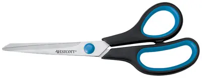 WESTCOTT Ciseaux Easy Grip, longueur: 175 mm, bleu/noir