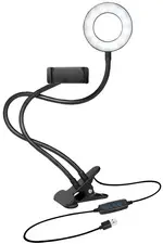 LogiLink Ring light avec support de smartphone à pince, 85mm