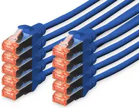 DIGITUS Câble de brassage Cat.6, S/FTP, 2,0 m, par 10, bleu