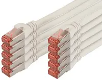 DIGITUS Câble de brassage Cat.6, S/FTP, 0,5 m, par 10, blanc