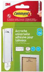3M Command Crochet de fixation universel, L, argent
