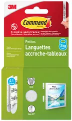 3M Command Languettes accroche-tableaux, taille: S, blanc