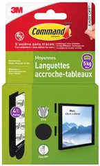 3M Command Languettes accroche-tableaux, taille: M, noir