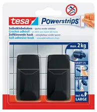 tesa Powerstrips Crochet adhésif LARGE rectangulaire, noir