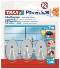 tesa Powerstrips Crochet adhésif SMALL, ovale, chromé