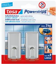 tesa Powerstrips Crochet adhésif LARGE classic, chromé
