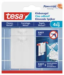 tesa Powerstrips Clou adhésif pour carrelage et métal, 4,0