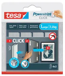 tesa Bande auto-agrippante Powerstrips CLICK, large, blanc