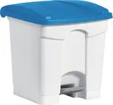 helit Poubelle à pédale "the step", 30 litres, blanc/bleu