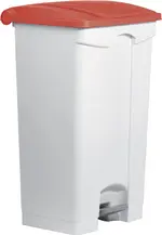 helit Poubelle à pédale "the step", 90 litres, blanc/rouge