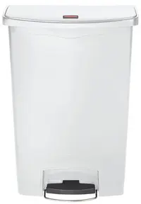 Rubbermaid Collecteur à pédale Slim Jim, 90 litres, blanc