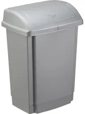 past team Poubelle à couvercle basculant, 15 litres, argent