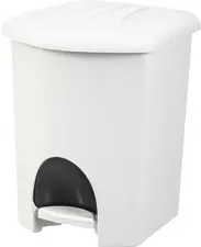 plast team Poubelle à pédale, 16 litres, blanc