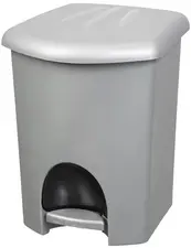 plast team Poubelle à pédale, 16 litres, argent