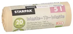 STARPAK Sac poubelle "Waste-to-Waste", 5 litres, marron