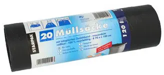 STARPAK Sac poubelle LDPE, à lien coulissant, 120 L, noir
