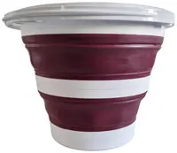 Linden Berg Seau, pliable, rond, 10 litres, bordeaux/blanc