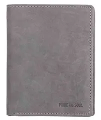 PRIDE&SOUL Portefeuille RFID, format portrait, cuir, gris