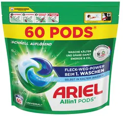 ARIEL Lessive capsules All-in-1 Universal+, 60 lavages