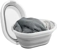 Linden Berg Corbeille à linge, pliable, gris/blanc