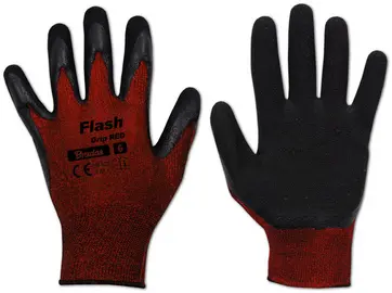 Bradas Gants de travail Flash Grip RED, noir/rouge, XL
