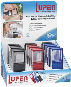 WEDO Loupe rectangulaire avec lampe LED, présentoir de 15