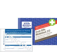 AVERY Zweckform Erste Hilfe Meldeblock 313, DIN A6 quer