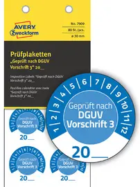 AVERY Zweckform Prüfplaketten "DGUV Vorschrift 3", blau