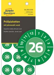 AVERY Zweckform Plaquette de contrôle, 2026, 30 mm, vert