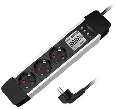 LogiLink Steckdosenleiste mit LCD-Display, 3-fach