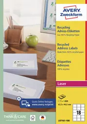 AVERY Zweckform Étiquette d'adresse recyclée, 63,5 x 46,6 mm