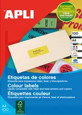 APLI Etiquette d'adresse, 70 x 35 mm, jaune fluo