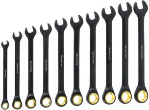QUANTOOL Jeu de clés mixtes à fourche à cliquet, 10 pièces