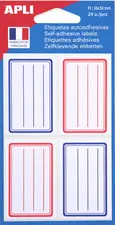 APLI Etiquettes pour livre, rouge/bleu, 36 x 56 mm, lignées