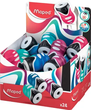 Maped Taille-crayon Clean Grip, assorti, présentoir de 24