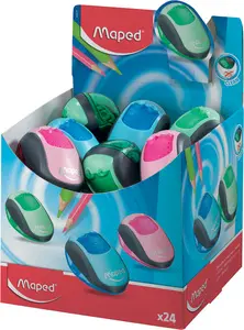 Maped Double taille-crayon Clean, assorti, présentoir de 24