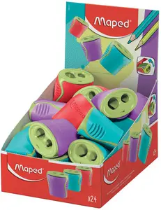 Maped Double taille-crayon, en plastique, présentoir de 24