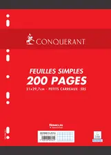 CONQUERANT SEPT Feuillets mobiles 210 x 297 mm, quadrillé