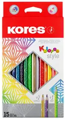 Kores Crayon de couleur "Kolores Style", étui carton de 15