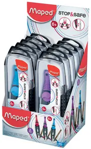 Maped Boîte de compas Stop & Safe avec bague d'adaptation,