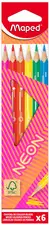 Maped Crayon de couleur triangulaire NEON, étui carton de 6